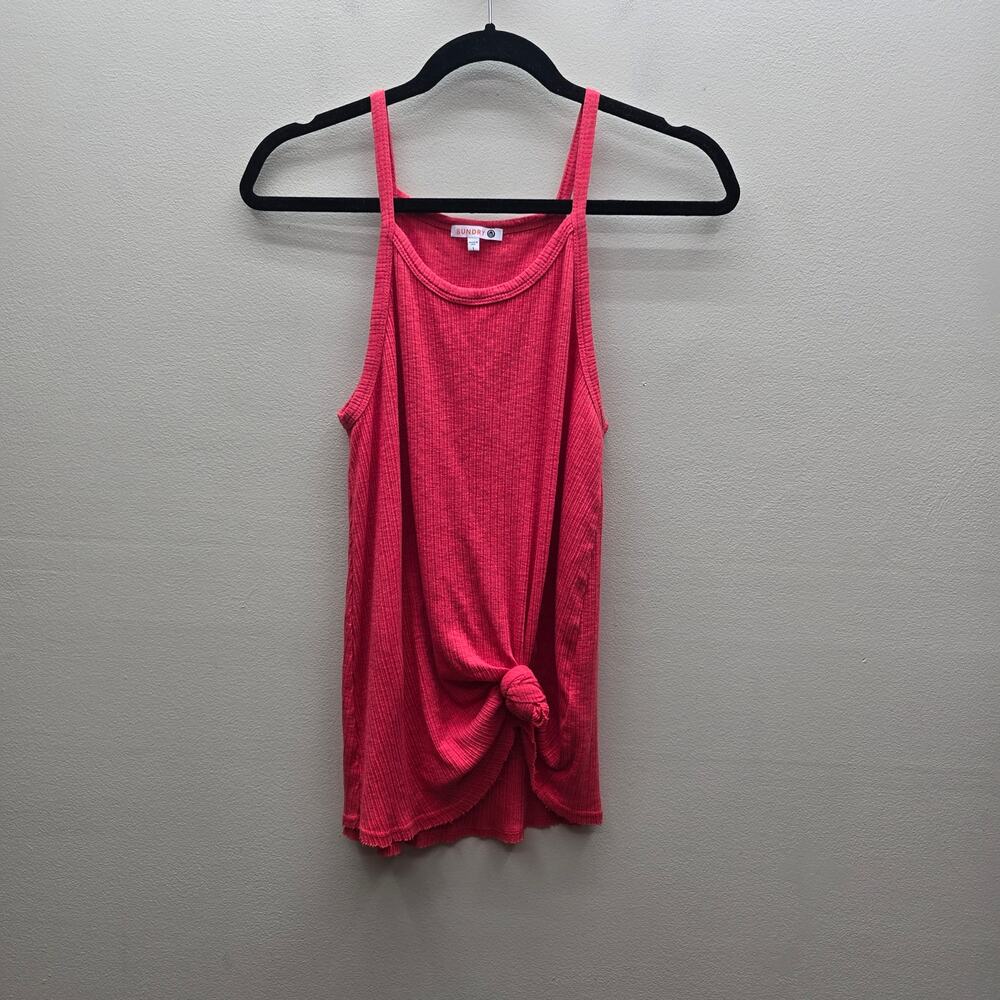 Sundry Sleeveless Scoop Neck Tie-Front Ribbed Tank Top Casual Red Size 1 US SM